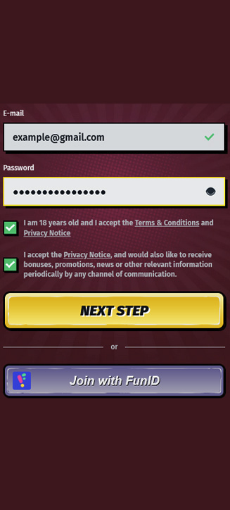 AllySpin registration process on mobile